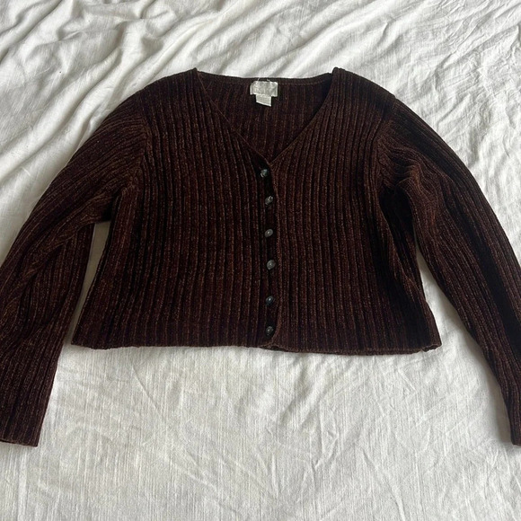 Brown Vintage Button Up Sweater Cardigan Large Pinterest Sweater - Picture 1 of 9